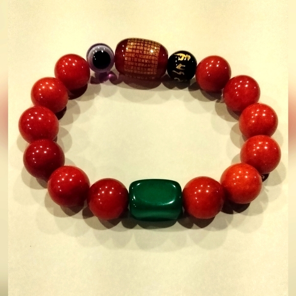 Red Coral Bead Bracelets. Handmade. - Picture 2 of 5